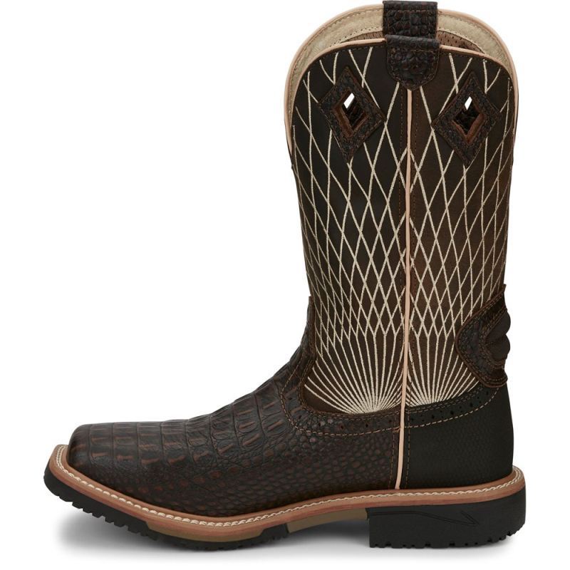 Justin | Men's Derrickman Comp Toe Brown Croc Print