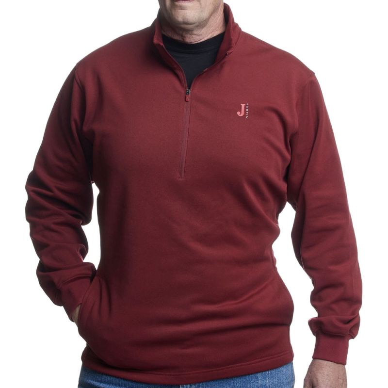 Justin | Men's Quarter Zip Fleece Pullover-Red Heather