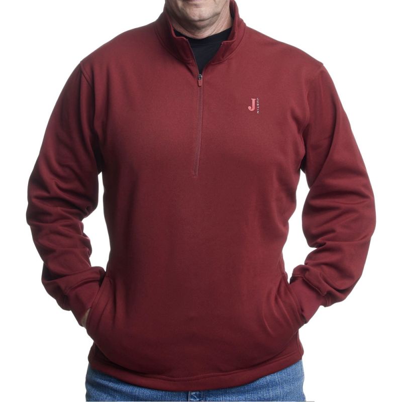 Justin | Men's Quarter Zip Fleece Pullover-Red Heather