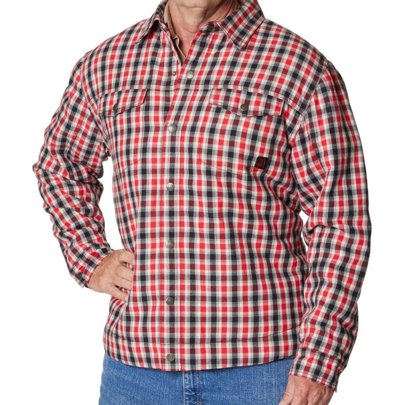 Justin | Men's Shirt Jacket-Red/white/black Plaid