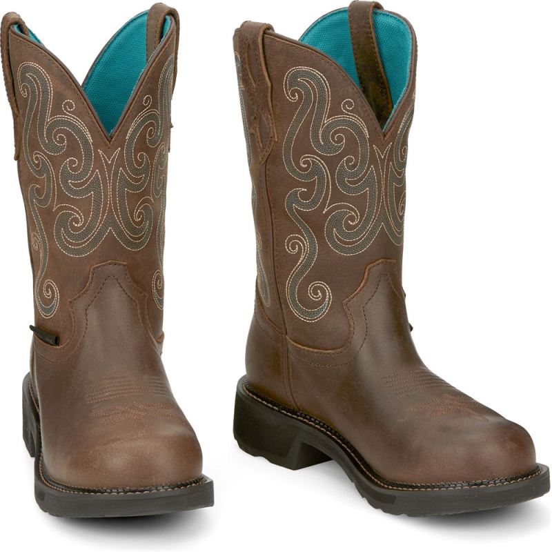 Justin | Women's Tasha Steel Toe Brown