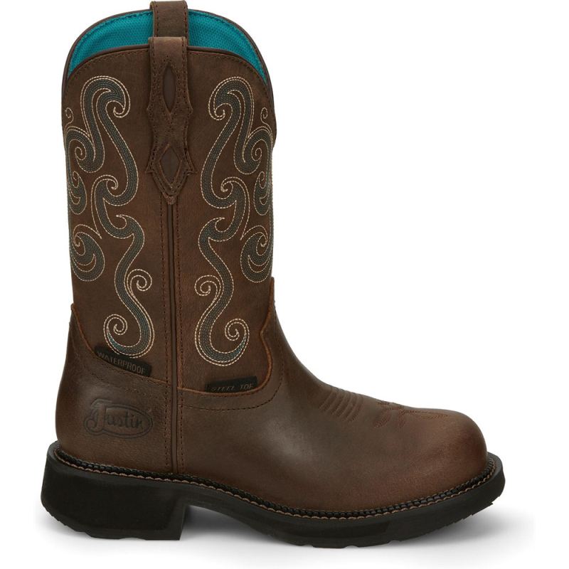 Justin | Women's Tasha Steel Toe Brown