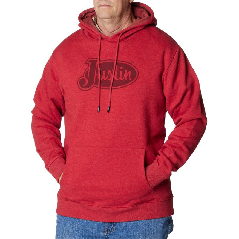 Justin | Men's Performance Fleece Hoodie-Red Heather