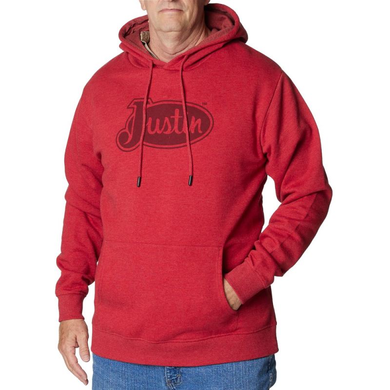 Justin | Men's Performance Fleece Hoodie-Red Heather