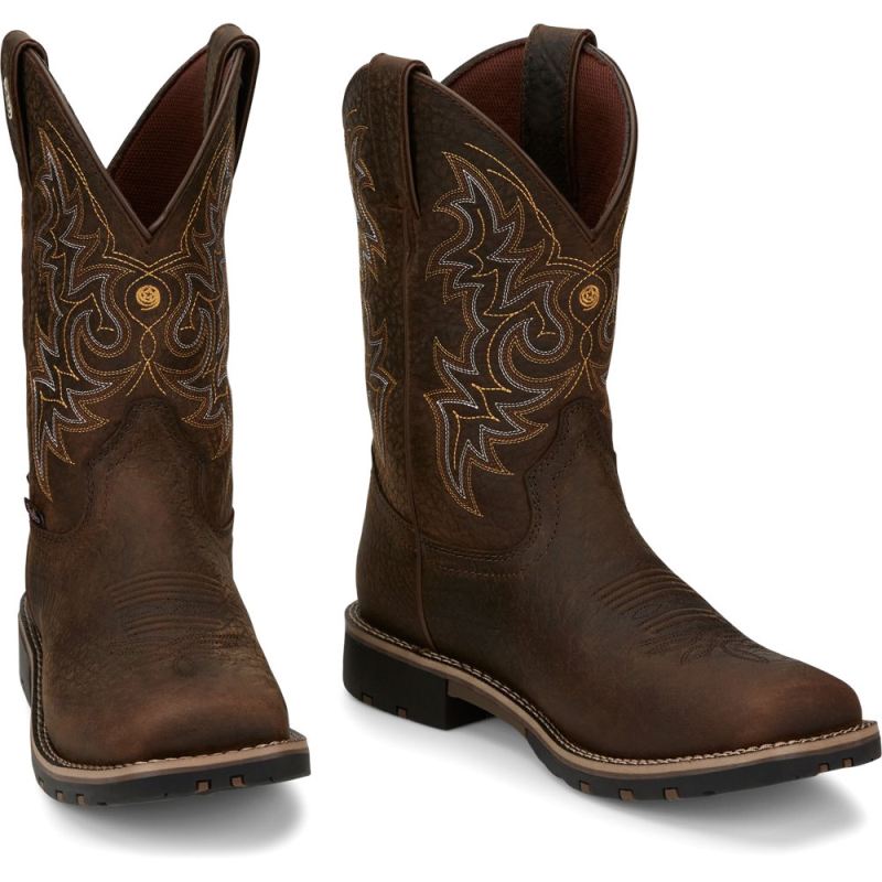 Justin | Men's Fireman Distressed Brown