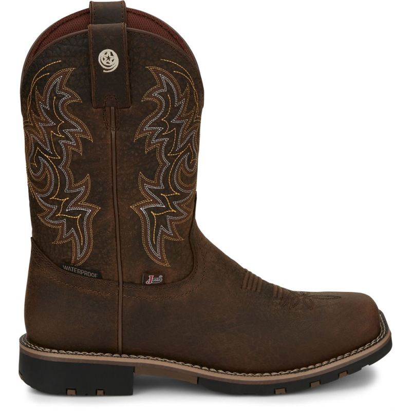 Justin | Men's Fireman Distressed Brown