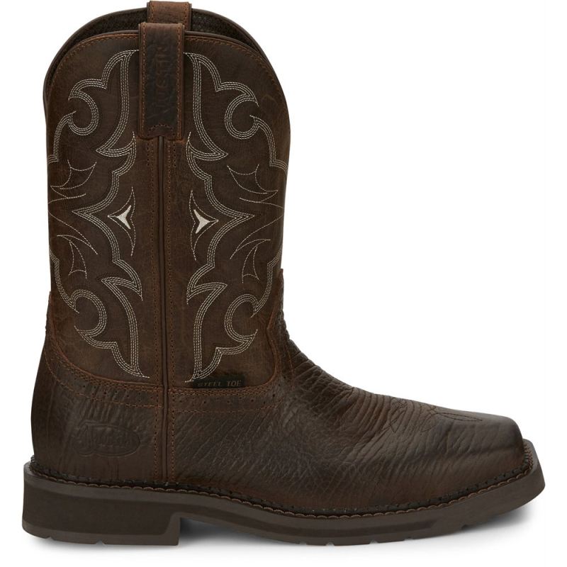 Justin | Men's Amarillo Steel Toe Aged Brown