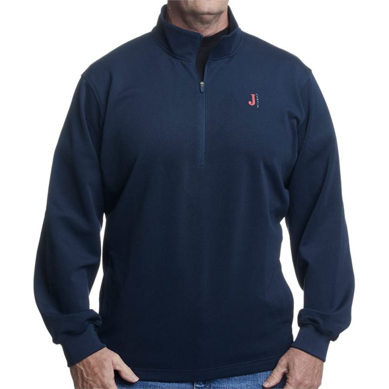 Justin | Men's Quarter Zip Fleece Pullover-Navy Heather - Click Image to Close