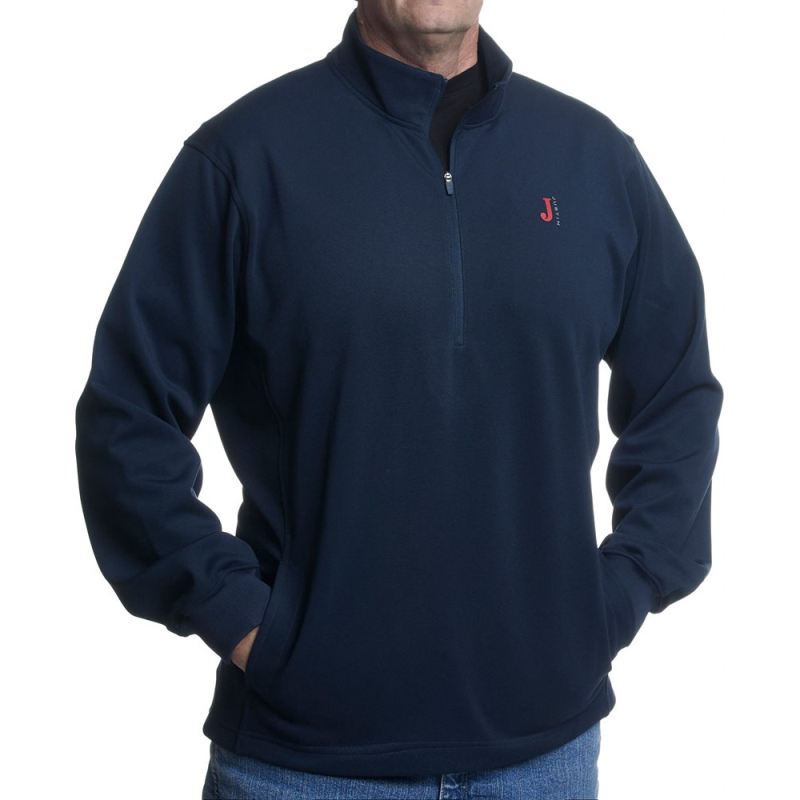 Justin | Men's Quarter Zip Fleece Pullover-Navy Heather