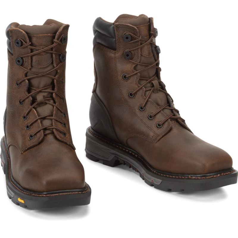 Justin | Men's Pipefitter Steel Toe Chocolate Brown - Click Image to Close