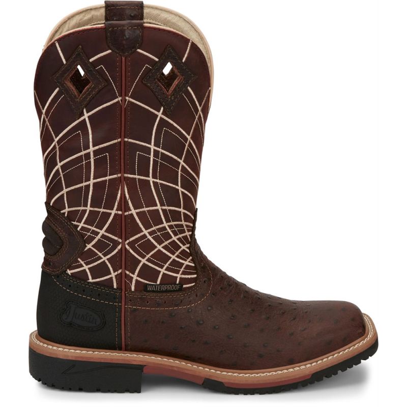 Justin | Men's Derrickman Brown Ostrich Print