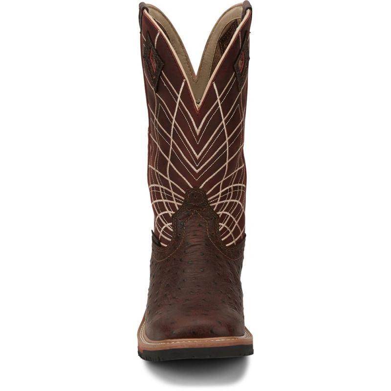 Justin | Men's Derrickman Brown Ostrich Print