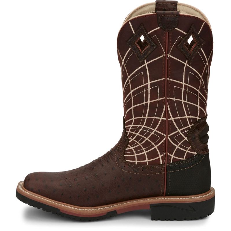 Justin | Men's Derrickman Brown Ostrich Print