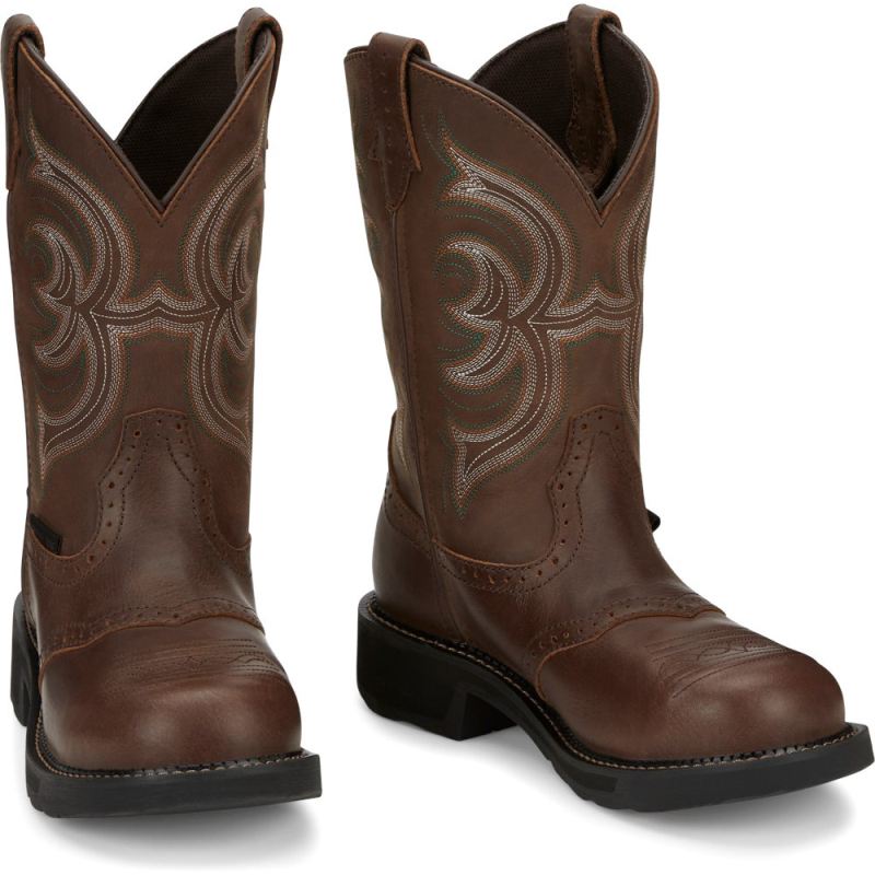 Justin | Women's Wanette Steel Toe Aged Bark - Click Image to Close