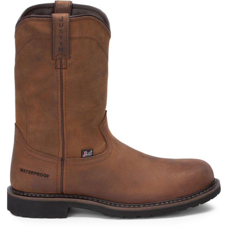 Justin | Men's Drywall Pull On Steel Toe Whiskey Brown