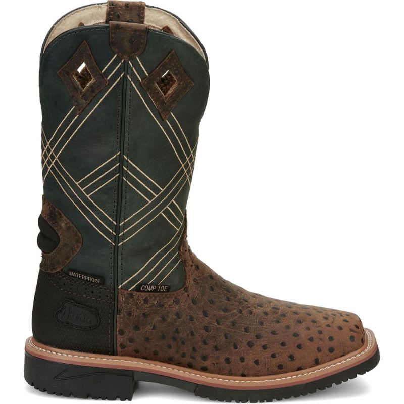 Justin | Men's Dalhart Nano Comp Toe Whiskey Ostrich Print