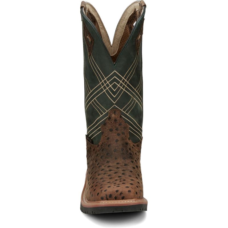 Justin | Men's Dalhart Nano Comp Toe Whiskey Ostrich Print