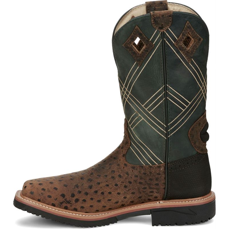 Justin | Men's Dalhart Nano Comp Toe Whiskey Ostrich Print