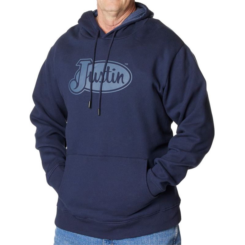 Justin | Men's Performance Fleece Hoodie-Navy Heather - Click Image to Close