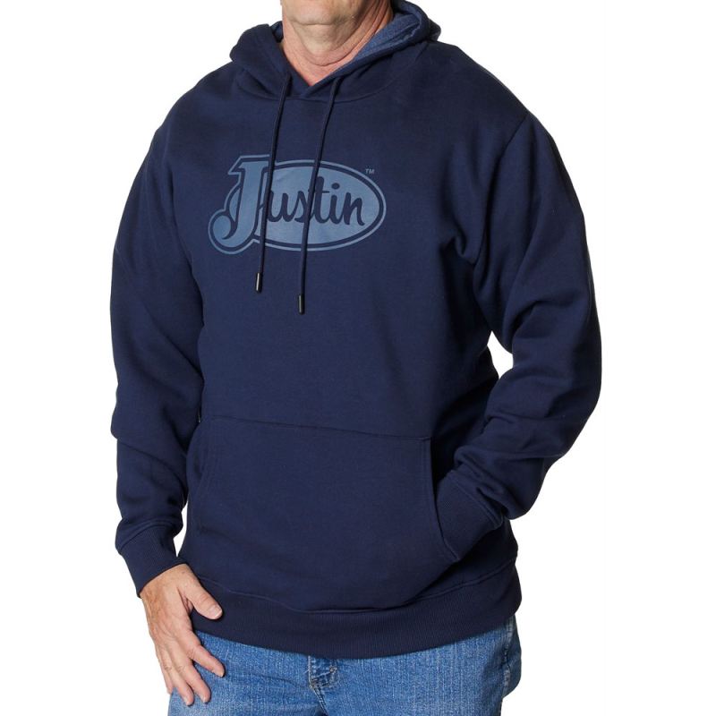 Justin | Men's Performance Fleece Hoodie-Navy Heather