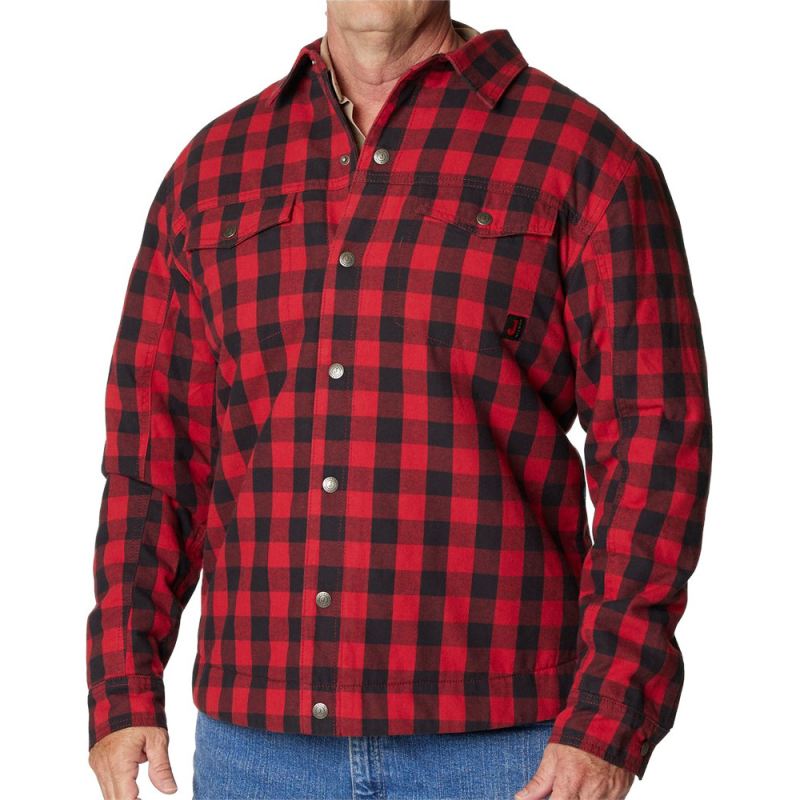 Justin | Men's Shirt Jacket-Red/black Buffalo Plaid