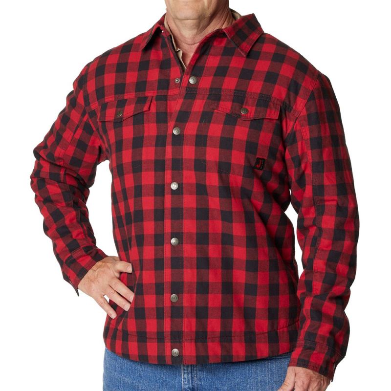 Justin | Men's Shirt Jacket-Red/black Buffalo Plaid