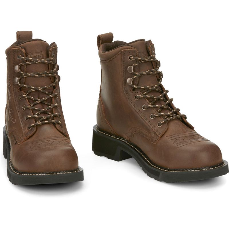 Justin | Women's Katerina Steel Toe Aged Bark