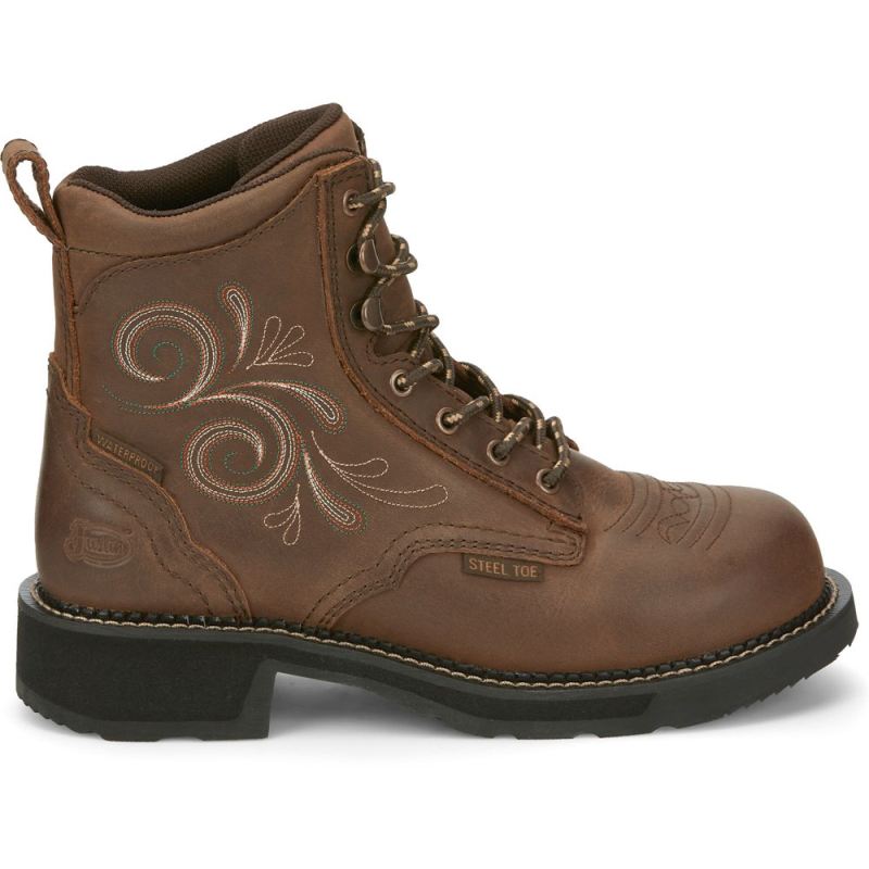 Justin | Women's Katerina Steel Toe Aged Bark