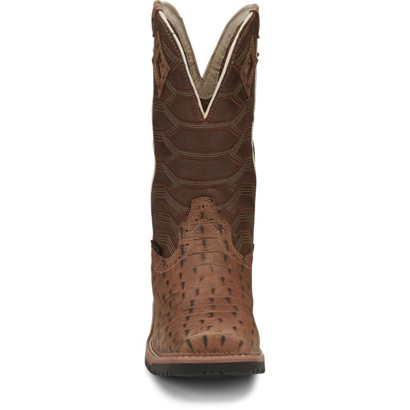 Justin | Men's Derrickman Comp Toe Caramel Croc Print