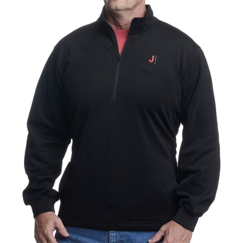 Justin | Men's Quarter Zip Fleece Pullover-Heather Black