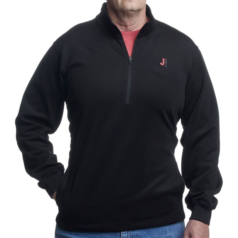 Justin | Men's Quarter Zip Fleece Pullover-Heather Black