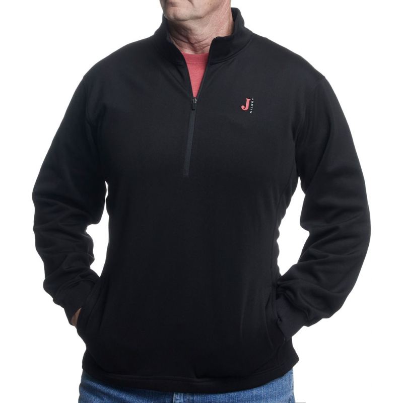 Justin | Men's Quarter Zip Fleece Pullover-Heather Black