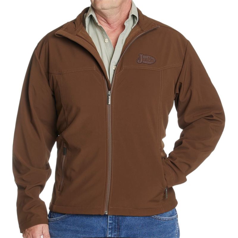 Justin | Men's Laminated Jacket-Brown - Click Image to Close