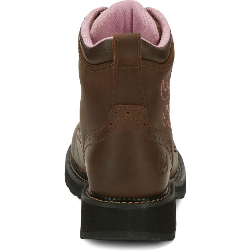 Justin | Women's 6; Katerina Lace Up Steel Toe Brown