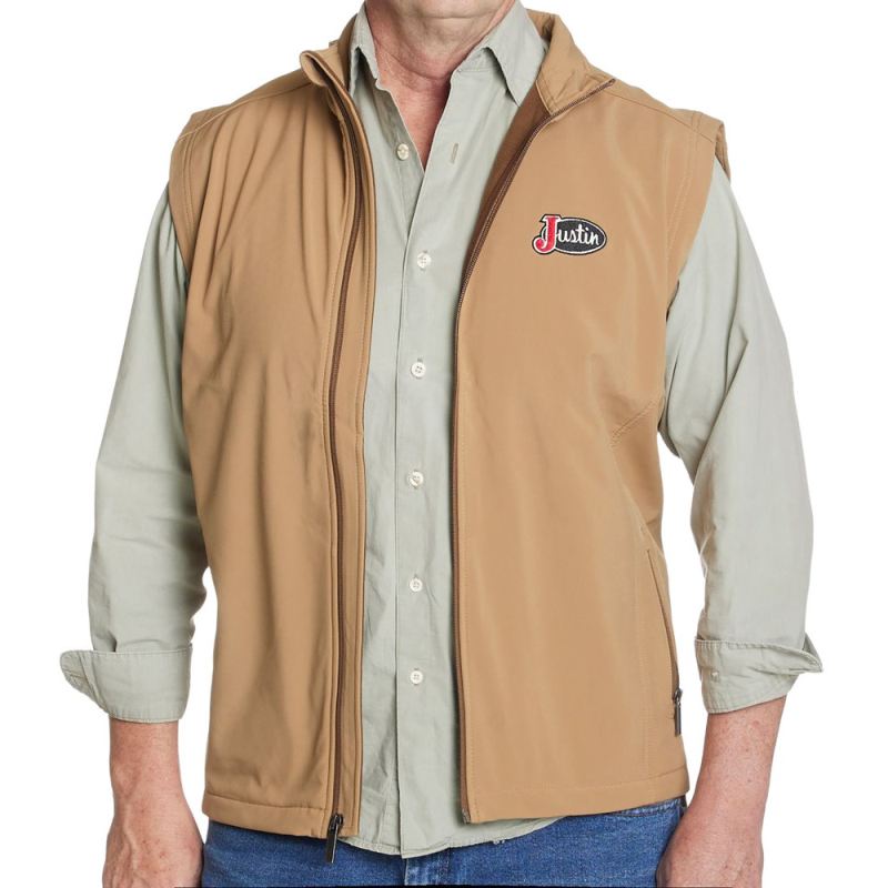 Justin | Men's Laminated Vest-British Khaki