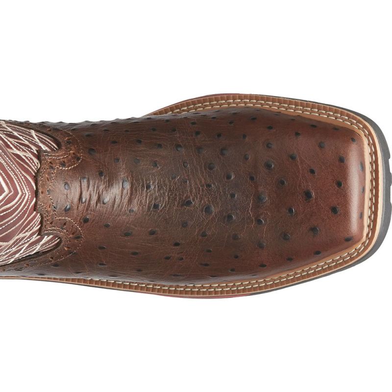 Justin | Men's Derrickman Comp Toe Brown Ostrich Print