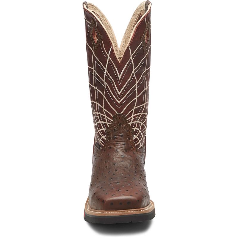 Justin | Men's Derrickman Comp Toe Brown Ostrich Print