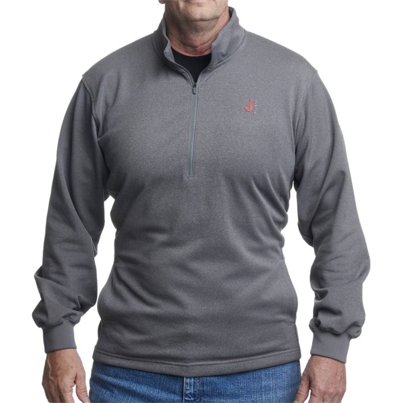 Justin | Men's Quarter Zip Fleece Pullover-Heather Charcoal - Click Image to Close